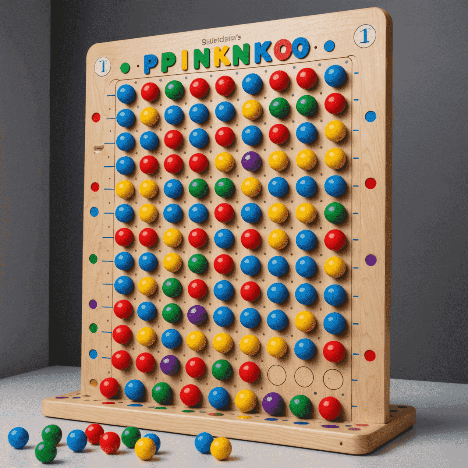 Plinko game board with pegs